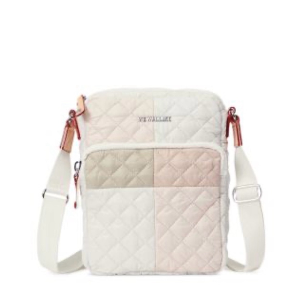 MZ Wallace Cream Quilted Crossbody Bag with Adjustable Strap